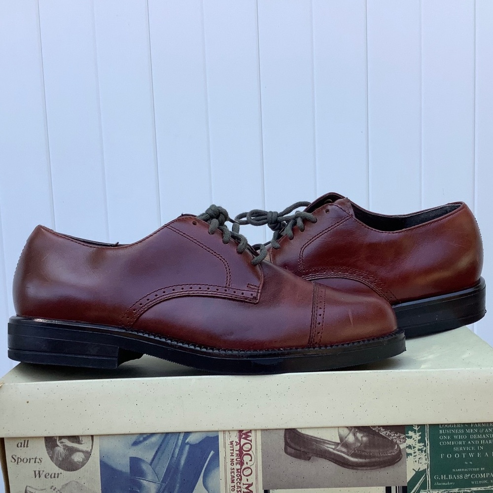 Used Mens 7.5 Nunn Bush 83767 51 Leather Derby Burgundy Oxford Lace Dress Shoes